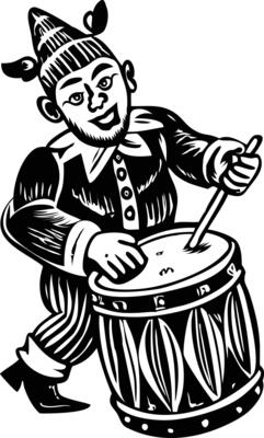 circus drummer character in vintage style