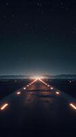 A Nighttime Runway Illuminated by the Guiding Lights of the Stars photo