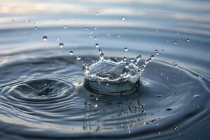 Water Droplet Impacting Water Surface Creating Ripples Photo