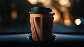 A stylish travel coffee cup with a spill-proof lid photo