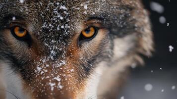 Close-up of a wolf's intense amber eyes photo