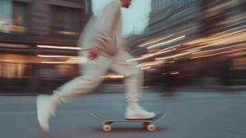 A man riding a skateboard photo