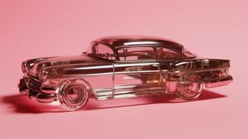 A car shaped like a glass bottle on a pink background photo