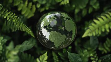 Green globe surrounded by leaves photo