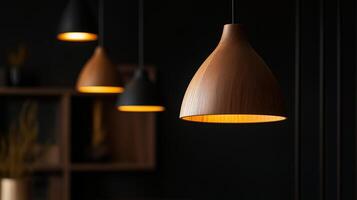 Modern Pendant Light with Wooden Accents photo
