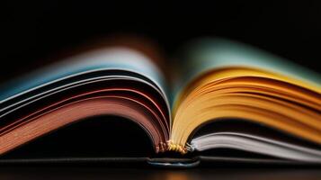 An open book with colorful pages photo