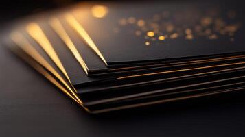 A stack of black books with gold glitter photo
