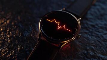 Smartwatch with glowing red heart photo