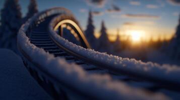 Surreal winter wonderland roller coaster photo