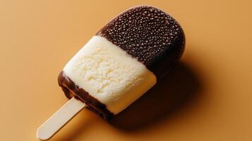A chocolate ice cream popsicle on a stick photo