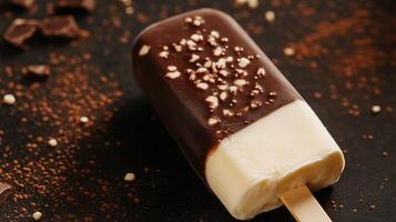 Chocolate ice cream popsicles on a stick photo