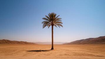 A solitary palm tree remains strong amidst the arid photo