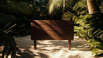 A wooden cabinet in the middle of a tropical forest photo