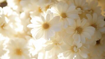 A bunch of white flowers with yellow centers photo