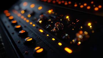 Futuristic control panel with glowing buttons photo