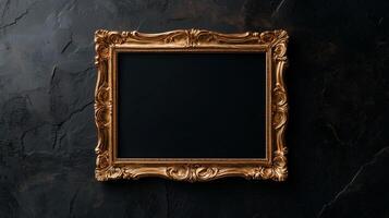 Ornate Gilded Frame Against a Dark Textured Background photo