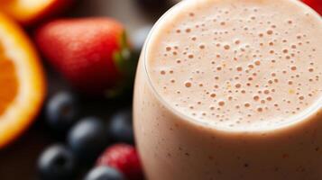 A smoothie with berries and fruit photo
