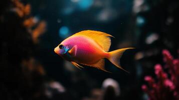 A colorful fish swimming in an aquarium photo