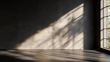 Empty room with a window and sunlight photo