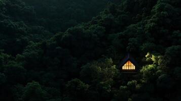 A small house in the middle of a forest photo