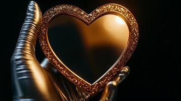 A luxurious heart-shaped mirror with a golden frame photo