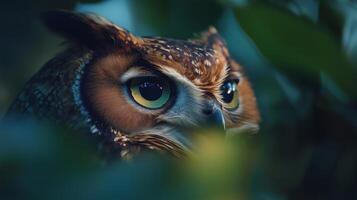 Owl with big eyes looking at the camera photo