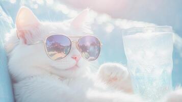 Cool cat wearing sunglasses enjoying photo