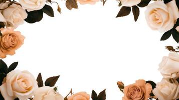 Elegant floral frame featuring soft roses photo