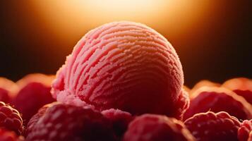 A close up of a raspberry ice cream photo