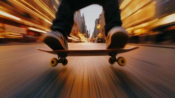 Dynamic motion blur of skateboard photo