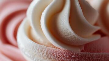 Closeup of a white and pink frosting photo