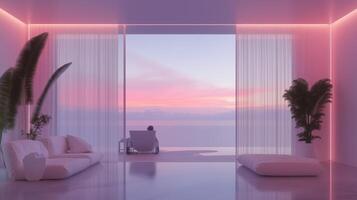 Modern Smart Home of Tomorrow with Voice-Controlled Lighting photo