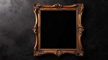 Golden frame on a black background photo
