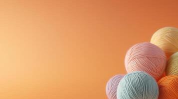 Pastel Yarn Balls on a Soft Gradient Background photo