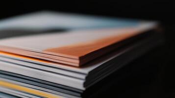 Stack of magazines on a table photo