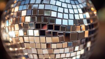 A mirror ball is shown in the background photo