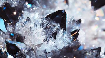 A close up of crystals on a white background photo