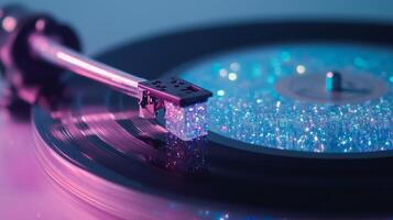 A vinyl record with a turntable and a light photo