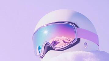 Pink Snowboard Ski Goggles and Helmet photo