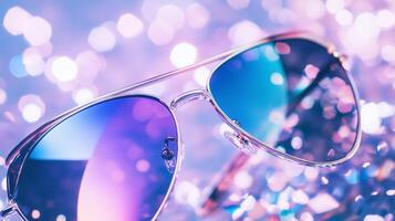Sunglasses on a glittery background photo