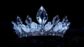 A crystal crown on a black background photo
