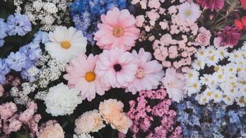 A bunch of different colored flowers photo