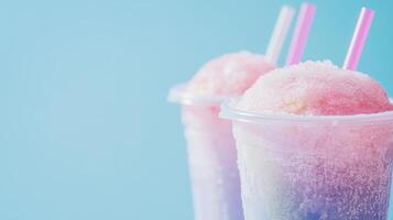 Two ice cream drinks with pink and blue colors photo