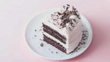 A slice of chocolate cake on a plate photo