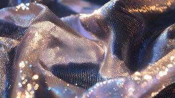 A close up of a shiny fabric photo