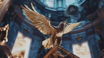 Golden eagle statue in a church photo