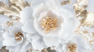 Gold and White Floral Wall Decor photo