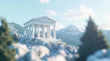 An image of a temple on top of a mountain photo