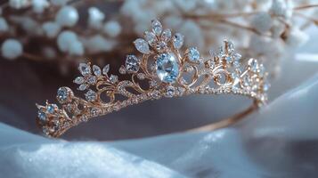 Royal tiara featuring intricate filigree design photo