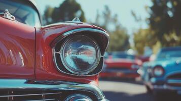 Vibrant Showcase of Classic Vintage Cars at a Local Event photo